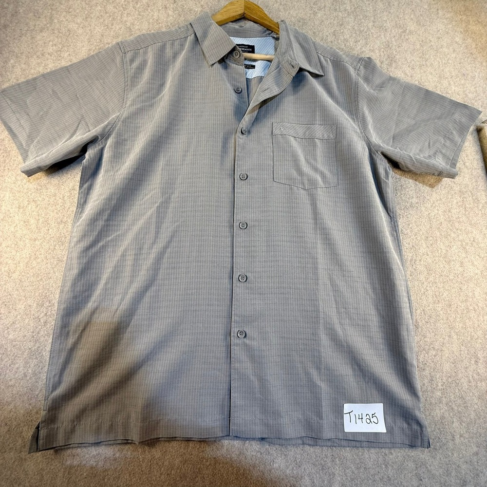 Quiksilver Waterman Collection Mens Grey Grid Short Sleeve Shirt‎ Comfort Fit M